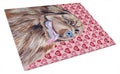 Newfoundland Hearts Love and Valentine's Day Portrait Cutting Board Tempered Glass Kitchen Cutting Surface, Heat Resistant Chopping, Non-Slip Feet, Food Prep & Serving