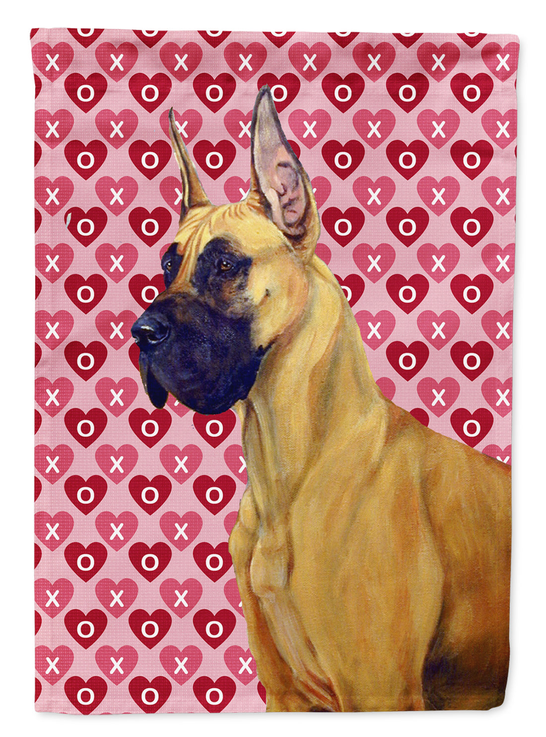Great Dane Hearts Love and Valentine's Day Portrait House Flag 28x40 Porch Sleeve Pole Decorative Outside Yard Banner Artwork Wall Hanging, Polyester
