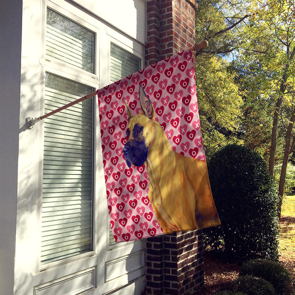 Great Dane Hearts Love and Valentine's Day Portrait House Flag 28x40 Porch Sleeve Pole Decorative Outside Yard Banner Artwork Wall Hanging, Polyester