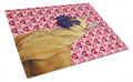 Great Dane Hearts Love and Valentine's Day Portrait Cutting Board Tempered Glass Kitchen Cutting Surface, Heat Resistant Chopping, Non-Slip Feet, Food Prep & Serving