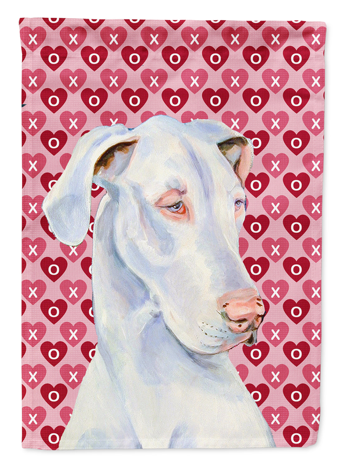 Great Dane Hearts Love and Valentine's Day Portrait House Flag 28x40 Porch Sleeve Pole Decorative Outside Yard Banner Artwork Wall Hanging, Polyester