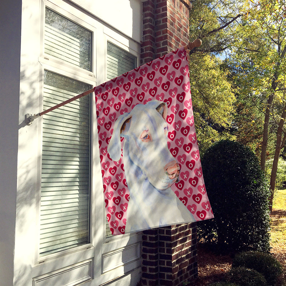 Great Dane Hearts Love and Valentine's Day Portrait House Flag 28x40 Porch Sleeve Pole Decorative Outside Yard Banner Artwork Wall Hanging, Polyester