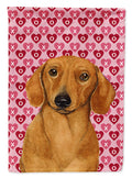 Dachshund Hearts Love and Valentine's Day Portrait House Flag 28x40 Porch Sleeve Pole Decorative Outside Yard Banner Artwork Wall Hanging, Polyester