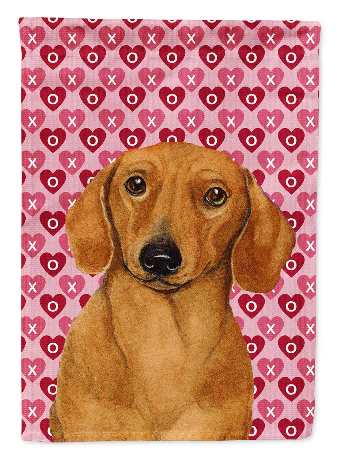 Dachshund Hearts Love and Valentine's Day Portrait House Flag 28x40 Porch Sleeve Pole Decorative Outside Yard Banner Artwork Wall Hanging, Polyester