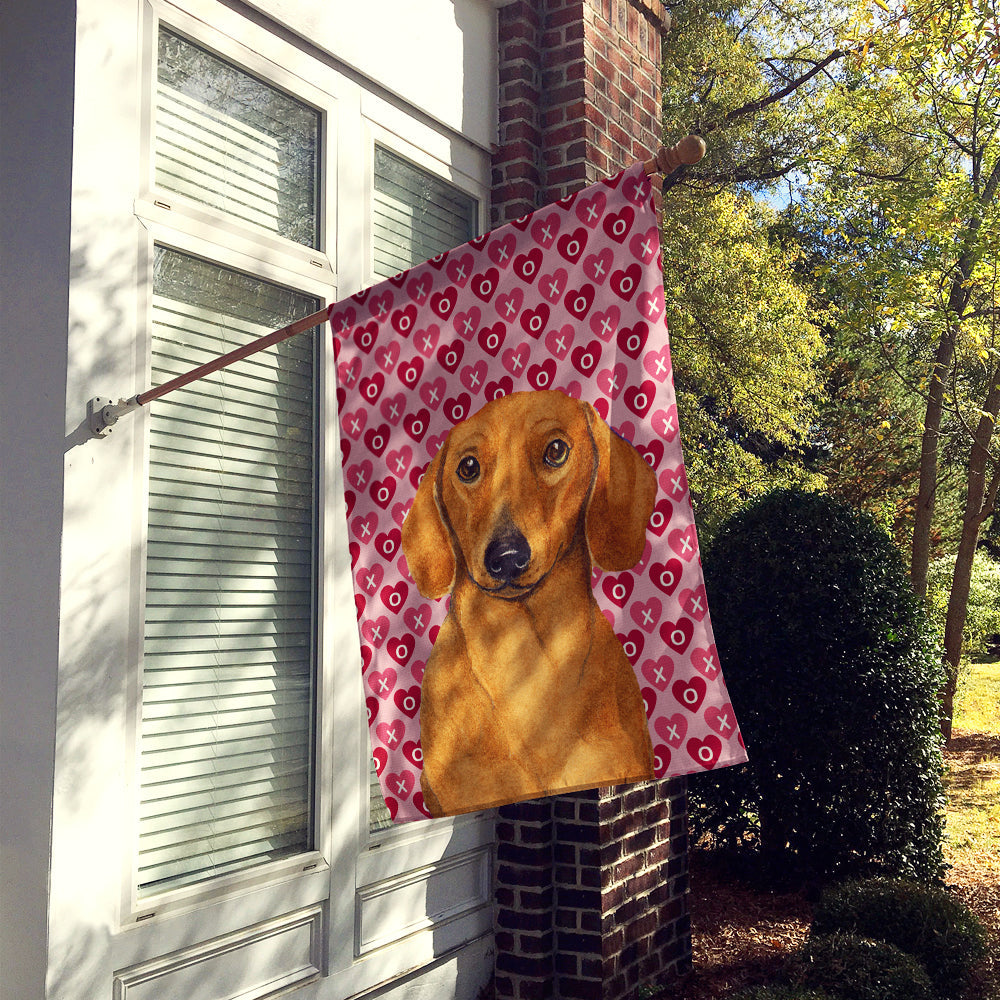 Dachshund Hearts Love and Valentine's Day Portrait House Flag 28x40 Porch Sleeve Pole Decorative Outside Yard Banner Artwork Wall Hanging, Polyester