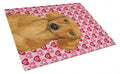 Dachshund Hearts Love and Valentine's Day Portrait Cutting Board Tempered Glass Kitchen Cutting Surface, Heat Resistant Chopping, Non-Slip Feet, Food Prep & Serving