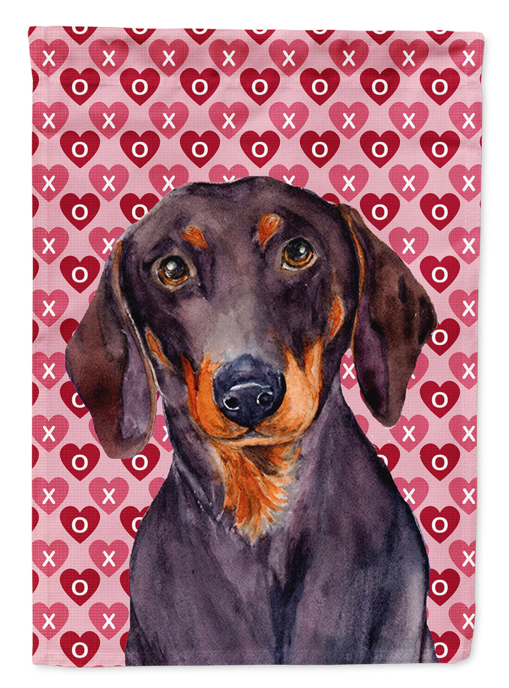 Dachshund Hearts Love and Valentine's Day Portrait House Flag 28x40 Porch Sleeve Pole Decorative Outside Yard Banner Artwork Wall Hanging, Polyester