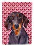 Dachshund Hearts Love and Valentine's Day Portrait House Flag 28x40 Porch Sleeve Pole Decorative Outside Yard Banner Artwork Wall Hanging, Polyester
