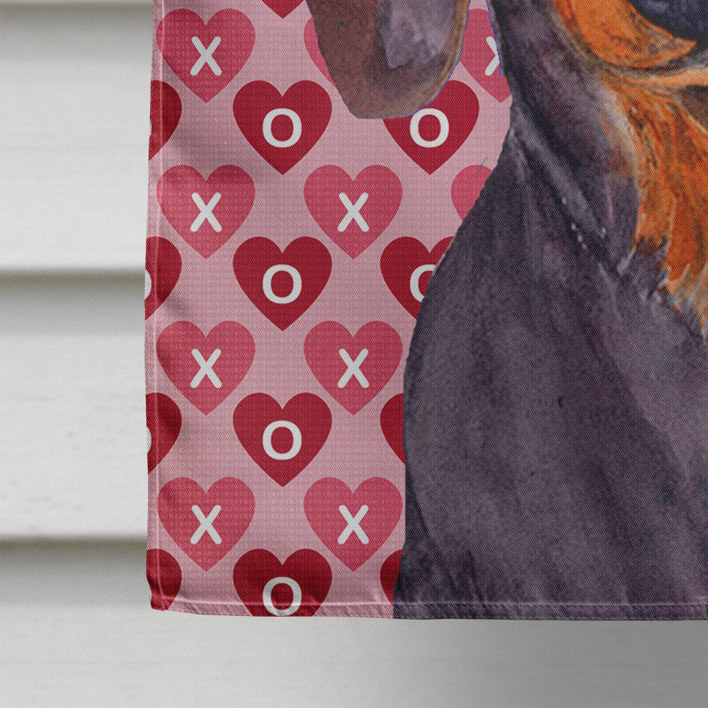 Dachshund Hearts Love and Valentine's Day Portrait House Flag 28x40 Porch Sleeve Pole Decorative Outside Yard Banner Artwork Wall Hanging, Polyester
