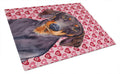Dachshund Hearts Love and Valentine's Day Portrait Cutting Board Tempered Glass Kitchen Cutting Surface, Heat Resistant Chopping, Non-Slip Feet, Food Prep & Serving