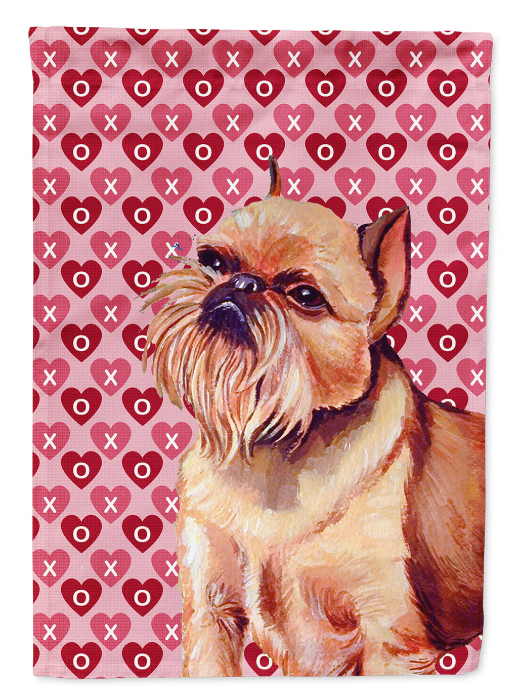 Brussels Griffon Hearts Love and Valentine's Day Portrait House Flag 28x40 Porch Sleeve Pole Decorative Outside Yard Banner Artwork Wall Hanging, Polyester