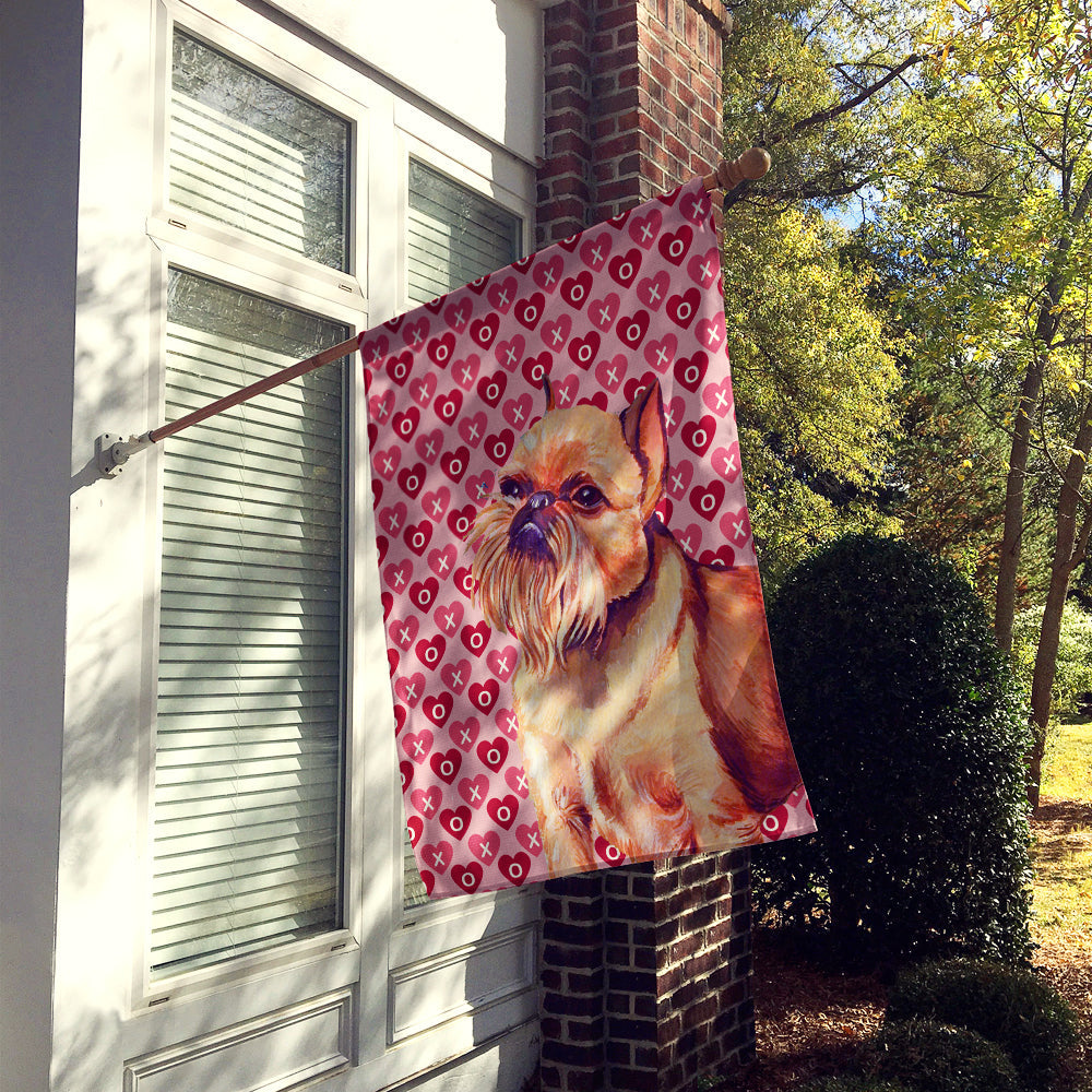 Brussels Griffon Hearts Love and Valentine's Day Portrait House Flag 28x40 Porch Sleeve Pole Decorative Outside Yard Banner Artwork Wall Hanging, Polyester