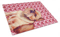 Brussels Griffon Hearts Love and Valentine's Day Portrait Cutting Board Tempered Glass Kitchen Cutting Surface, Heat Resistant Chopping, Non-Slip Feet, Food Prep & Serving