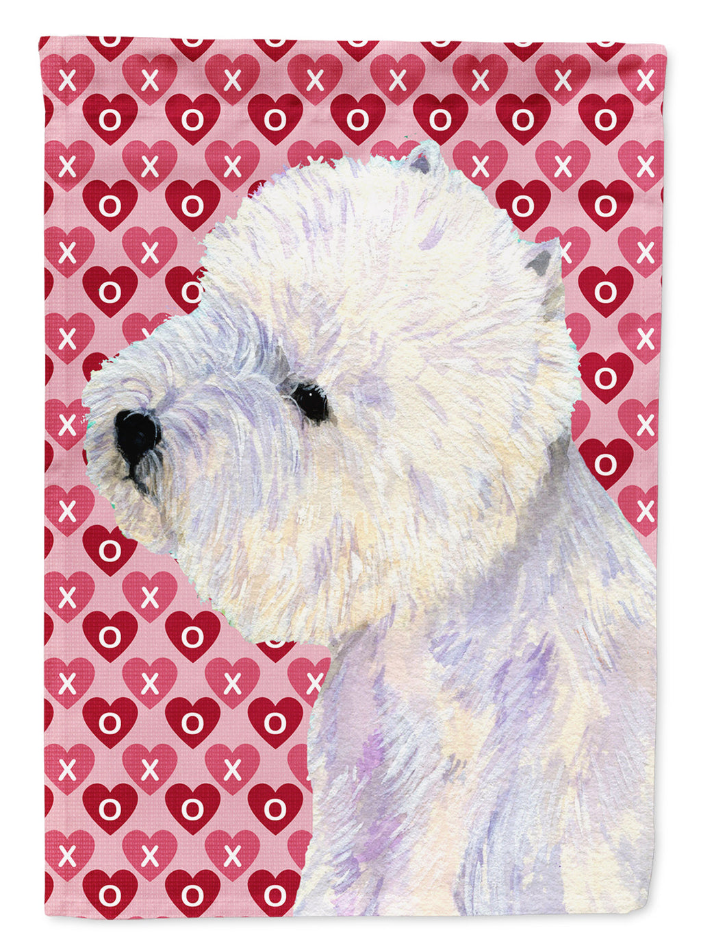 Westie Hearts Love and Valentine's Day Portrait House Flag 28x40 Porch Sleeve Pole Decorative Outside Yard Banner Artwork Wall Hanging, Polyester