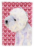 Westie Hearts Love and Valentine's Day Portrait House Flag 28x40 Porch Sleeve Pole Decorative Outside Yard Banner Artwork Wall Hanging, Polyester