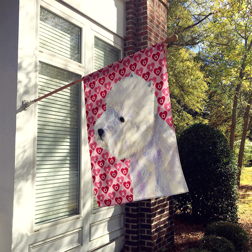 Westie Hearts Love and Valentine's Day Portrait House Flag 28x40 Porch Sleeve Pole Decorative Outside Yard Banner Artwork Wall Hanging, Polyester