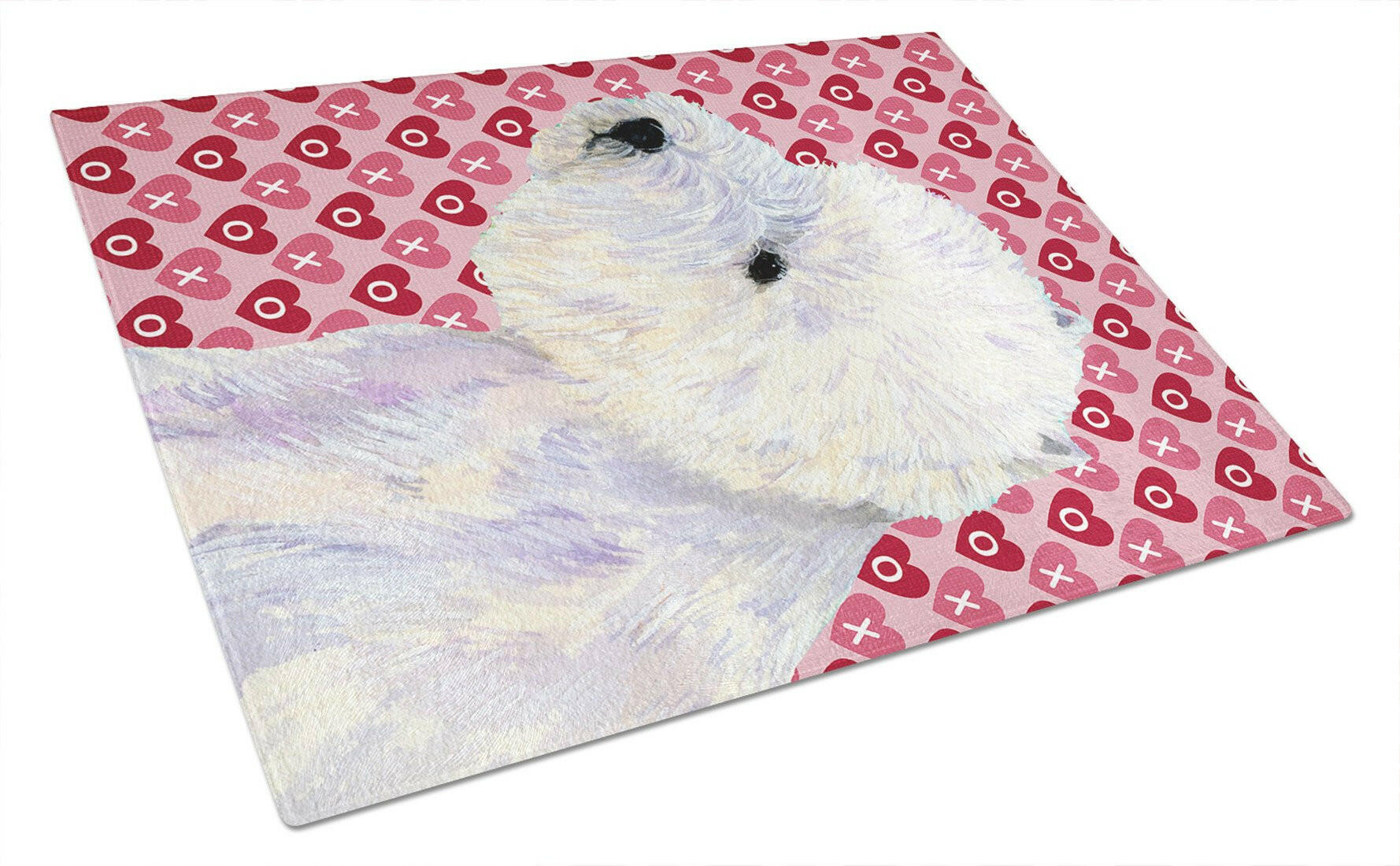 Westie Hearts Love and Valentine's Day Portrait Cutting Board Tempered Glass Kitchen Cutting Surface, Heat Resistant Chopping, Non-Slip Feet, Food Prep & Serving