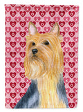 Silky Terrier Hearts Love and Valentine's Day Portrait House Flag 28x40 Porch Sleeve Pole Decorative Outside Yard Banner Artwork Wall Hanging, Polyester