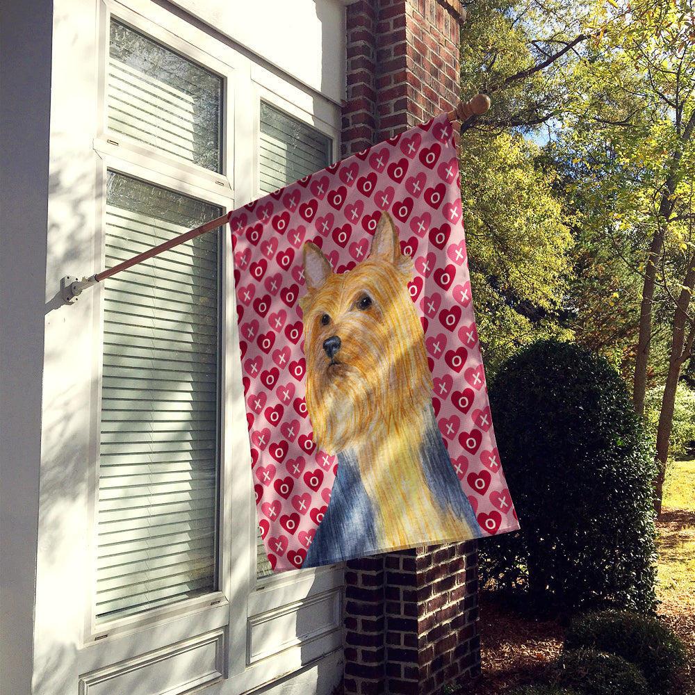 Silky Terrier Hearts Love and Valentine's Day Portrait House Flag 28x40 Porch Sleeve Pole Decorative Outside Yard Banner Artwork Wall Hanging, Polyester