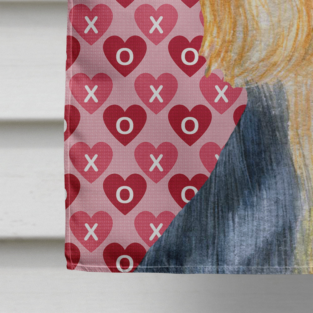 Silky Terrier Hearts Love and Valentine's Day Portrait House Flag 28x40 Porch Sleeve Pole Decorative Outside Yard Banner Artwork Wall Hanging, Polyester