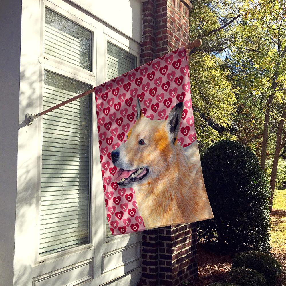 Australian Cattle Dog Hearts Love Valentine's Day House Flag 28x40 Porch Sleeve Pole Decorative Outside Yard Banner Artwork Wall Hanging, Polyester