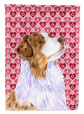 Australian Shepherd Hearts Love Valentine's Day House Flag 28x40 Porch Sleeve Pole Decorative Outside Yard Banner Artwork Wall Hanging, Polyester