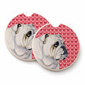 Bulldog English Hearts Love Valentine's Day Set of 2 Cup Holder Car Coasters Absorbent Round Sandstone Coasters Gifts for Men or Women, 2.5, Multicolor