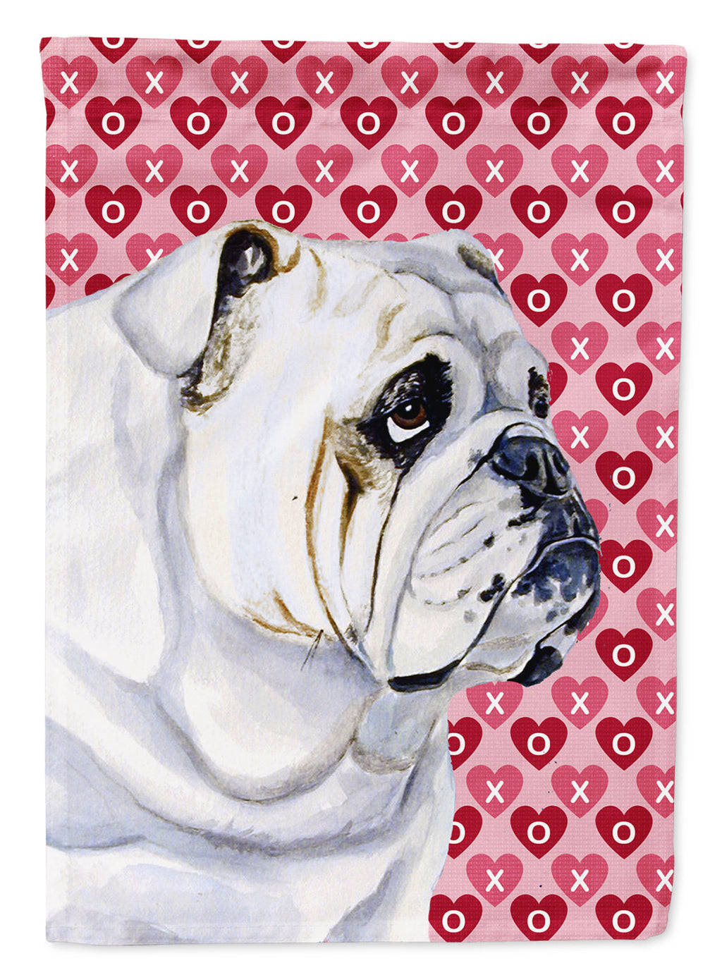 Bulldog English Hearts Love Valentine's Day House Flag 28x40 Porch Sleeve Pole Decorative Outside Yard Banner Artwork Wall Hanging, Polyester