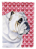 Bulldog English Hearts Love Valentine's Day House Flag 28x40 Porch Sleeve Pole Decorative Outside Yard Banner Artwork Wall Hanging, Polyester