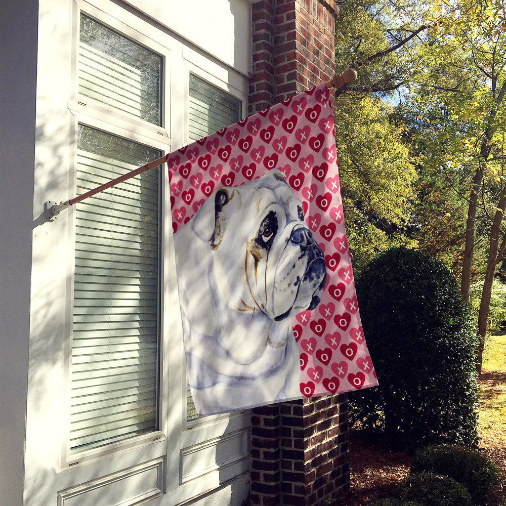 Bulldog English Hearts Love Valentine's Day House Flag 28x40 Porch Sleeve Pole Decorative Outside Yard Banner Artwork Wall Hanging, Polyester