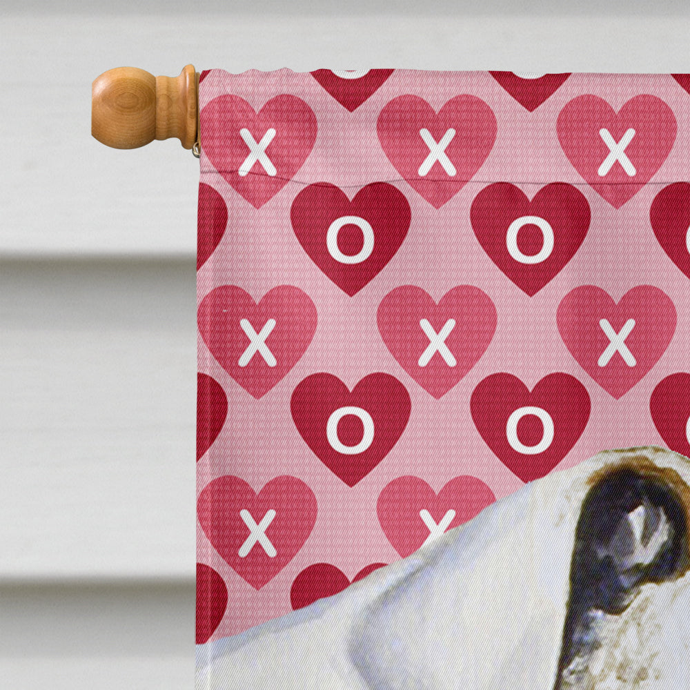 Bulldog English Hearts Love Valentine's Day House Flag 28x40 Porch Sleeve Pole Decorative Outside Yard Banner Artwork Wall Hanging, Polyester