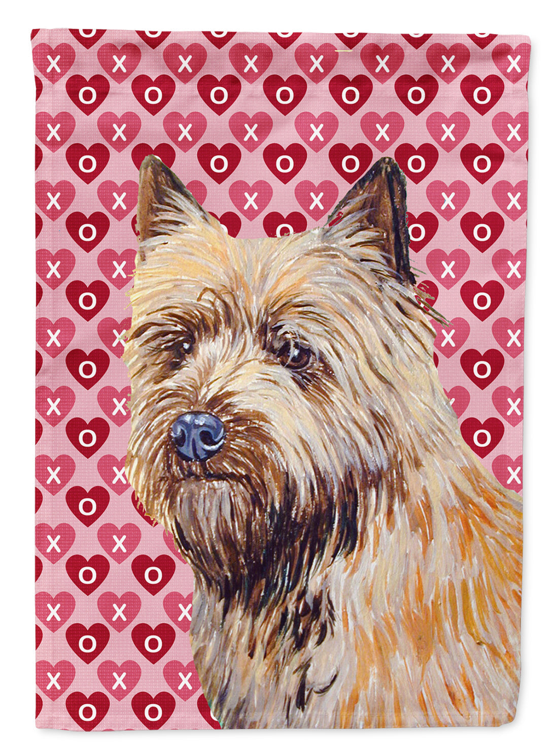 Cairn Terrier Hearts Love and Valentine's Day Portrait House Flag 28x40 Porch Sleeve Pole Decorative Outside Yard Banner Artwork Wall Hanging, Polyester