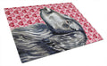 Flat Coated Retriever Hearts Love and Valentine's Day Portrait Cutting Board Tempered Glass Kitchen Cutting Surface, Heat Resistant Chopping, Non-Slip Feet, Food Prep & Serving