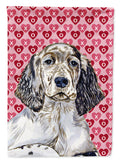 English Setter Hearts Love and Valentine's Day Portrait House Flag 28x40 Porch Sleeve Pole Decorative Outside Yard Banner Artwork Wall Hanging, Polyester