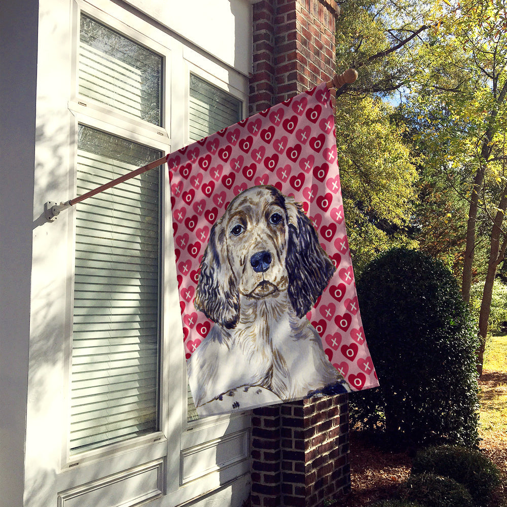 English Setter Hearts Love and Valentine's Day Portrait House Flag 28x40 Porch Sleeve Pole Decorative Outside Yard Banner Artwork Wall Hanging, Polyester