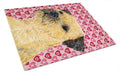 Border Terrier Hearts Love and Valentine's Day Portrait Cutting Board Tempered Glass Kitchen Cutting Surface, Heat Resistant Chopping, Non-Slip Feet, Food Prep & Serving