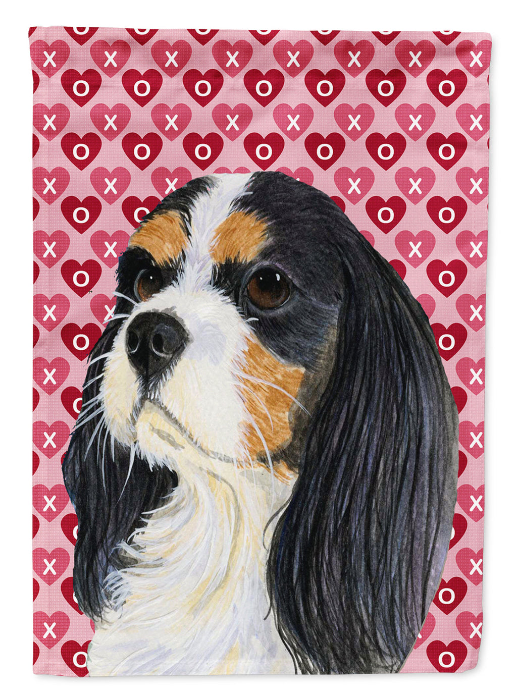 Cavalier Spaniel Hearts Love and Valentine's Day Portrait House Flag 28x40 Porch Sleeve Pole Decorative Outside Yard Banner Artwork Wall Hanging, Polyester