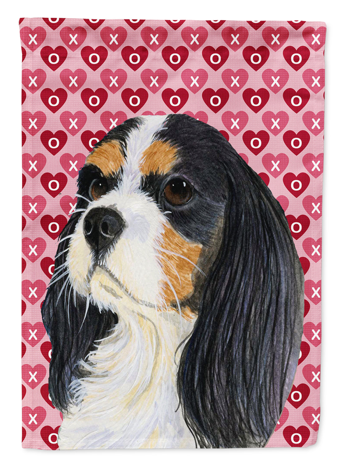 Cavalier Spaniel Hearts Love and Valentine's Day Portrait House Flag 28x40 Porch Sleeve Pole Decorative Outside Yard Banner Artwork Wall Hanging, Polyester