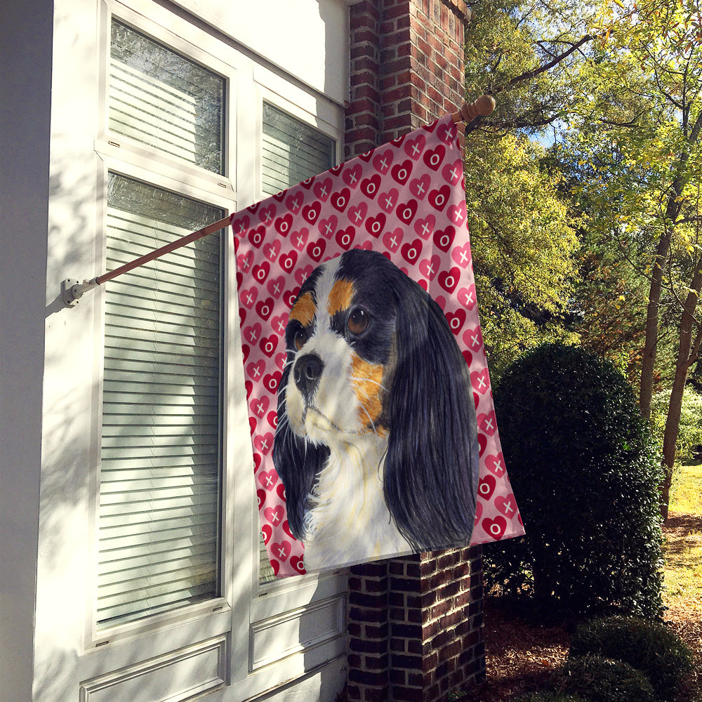 Cavalier Spaniel Hearts Love and Valentine's Day Portrait House Flag 28x40 Porch Sleeve Pole Decorative Outside Yard Banner Artwork Wall Hanging, Polyester