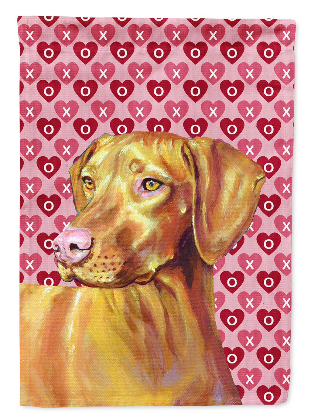 Vizsla Hearts Love and Valentine's Day Portrait House Flag 28x40 Porch Sleeve Pole Decorative Outside Yard Banner Artwork Wall Hanging, Polyester