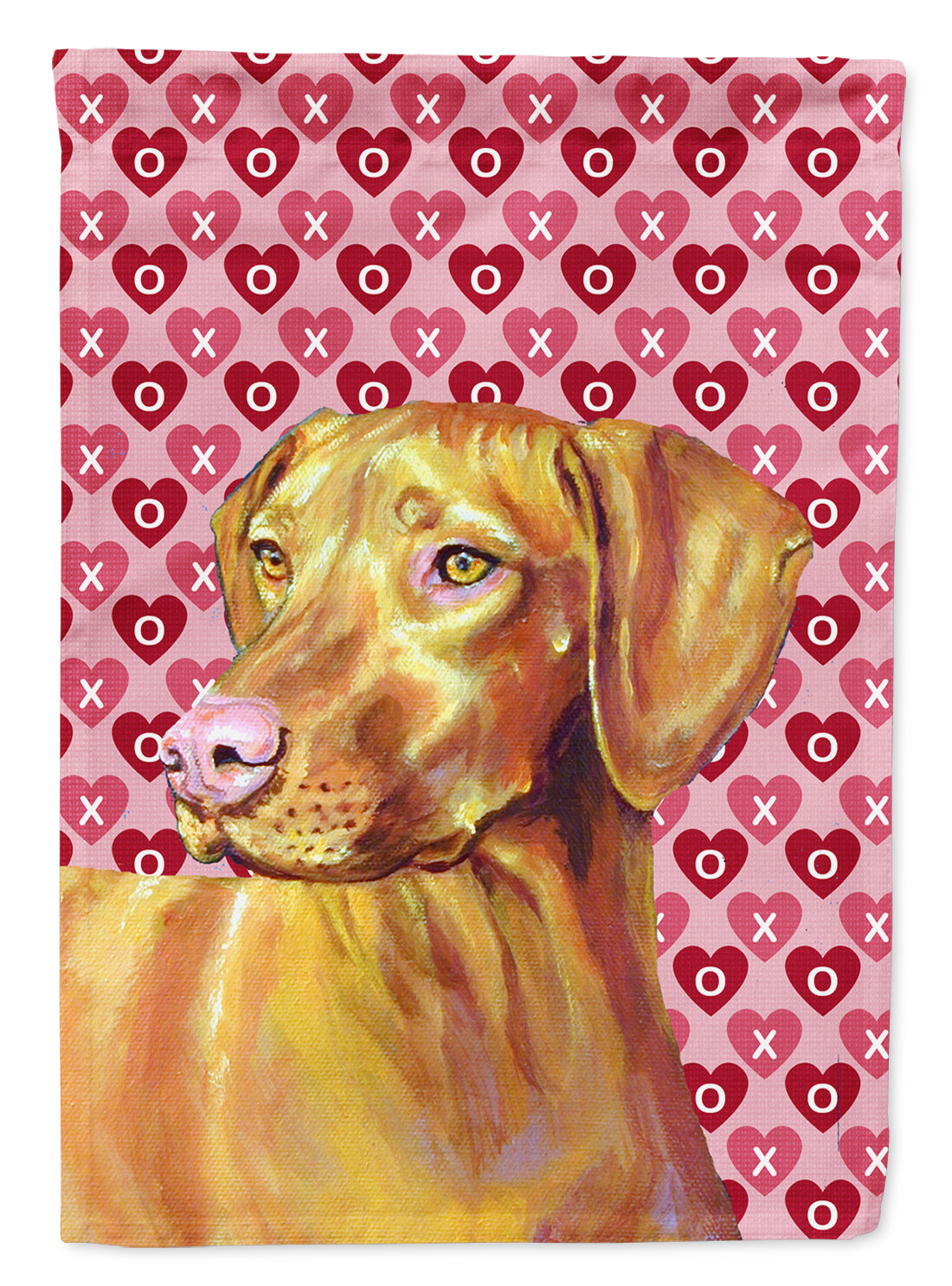 Vizsla Hearts Love and Valentine's Day Portrait House Flag 28x40 Porch Sleeve Pole Decorative Outside Yard Banner Artwork Wall Hanging, Polyester