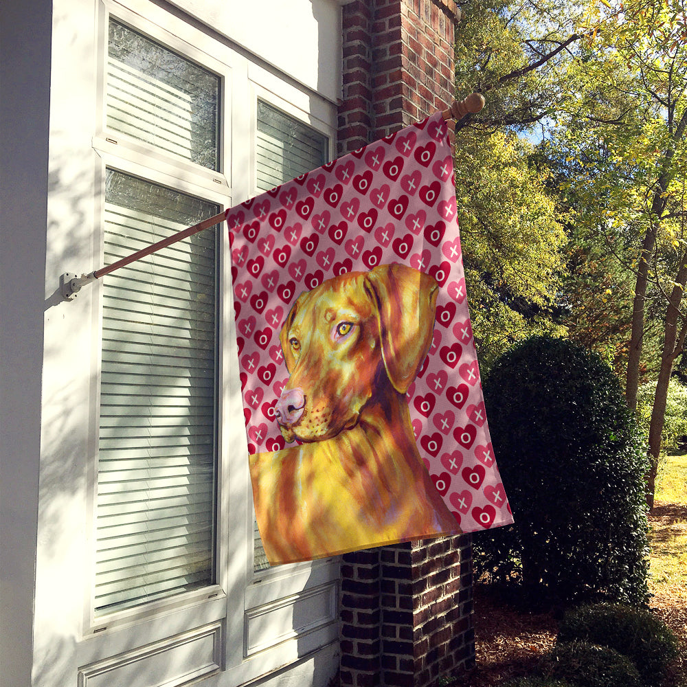 Vizsla Hearts Love and Valentine's Day Portrait House Flag 28x40 Porch Sleeve Pole Decorative Outside Yard Banner Artwork Wall Hanging, Polyester