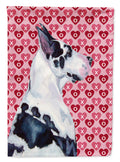 Great Dane Hearts Love and Valentine's Day Portrait House Flag 28x40 Porch Sleeve Pole Decorative Outside Yard Banner Artwork Wall Hanging, Polyester