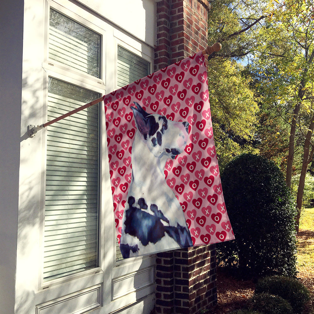 Great Dane Hearts Love and Valentine's Day Portrait House Flag 28x40 Porch Sleeve Pole Decorative Outside Yard Banner Artwork Wall Hanging, Polyester