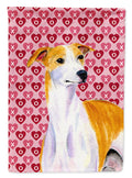 Whippet Hearts Love and Valentine's Day Portrait House Flag 28x40 Porch Sleeve Pole Decorative Outside Yard Banner Artwork Wall Hanging, Polyester
