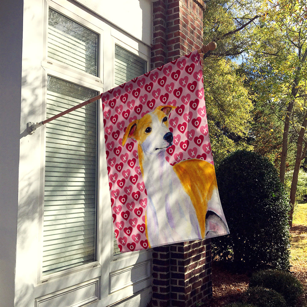 Whippet Hearts Love and Valentine's Day Portrait House Flag 28x40 Porch Sleeve Pole Decorative Outside Yard Banner Artwork Wall Hanging, Polyester