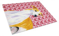 Whippet Hearts Love and Valentine's Day Portrait Cutting Board Tempered Glass Kitchen Cutting Surface, Heat Resistant Chopping, Non-Slip Feet, Food Prep & Serving