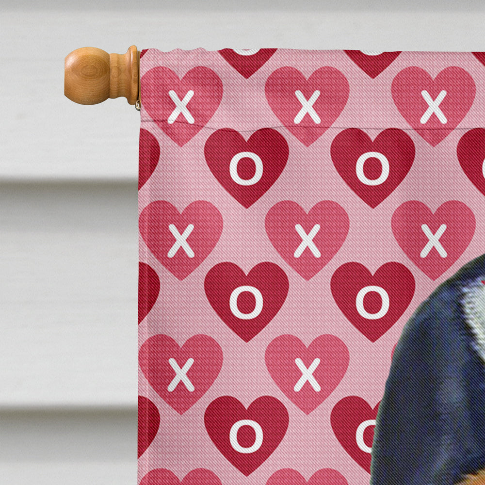 Basset Hound Hearts Love and Valentine's Day Portrait House Flag 28x40 Porch Sleeve Pole Decorative Outside Yard Banner Artwork Wall Hanging, Polyester