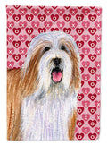 Bearded Collie Hearts Love and Valentine's Day Portrait House Flag 28x40 Porch Sleeve Pole Decorative Outside Yard Banner Artwork Wall Hanging, Polyester