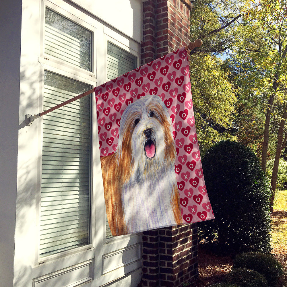 Bearded Collie Hearts Love and Valentine's Day Portrait House Flag 28x40 Porch Sleeve Pole Decorative Outside Yard Banner Artwork Wall Hanging, Polyester